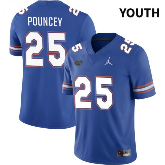 Youth Florida Gators #25 Ethan Pouncey NCAA Jordan Brand Royal NIL 2022 Authentic Stitched College Football Jersey QQE2462JD